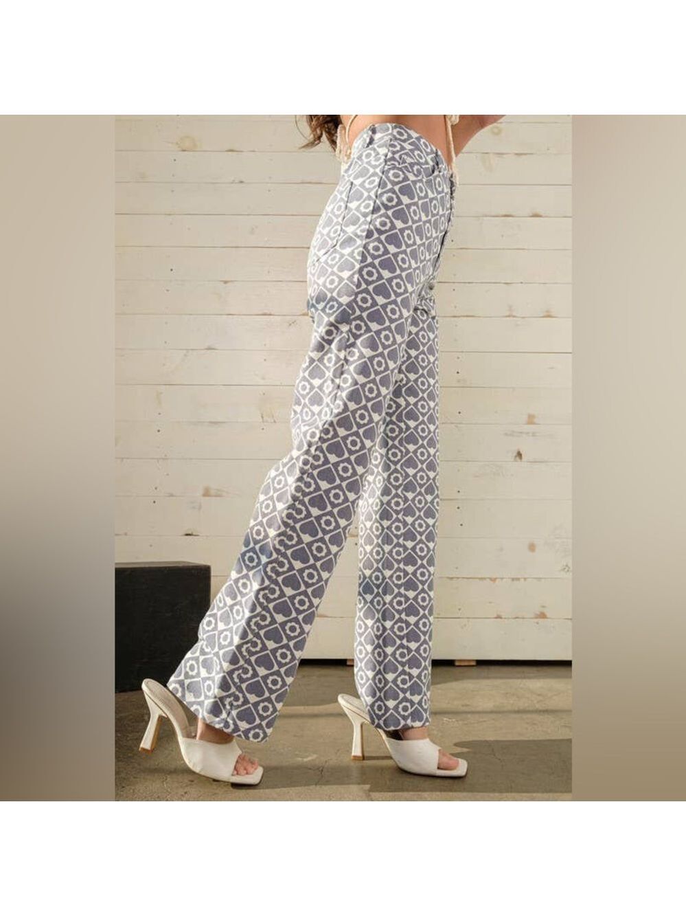 Papermoon remi check heart cotton pants Medium 5 pocket high rise NEW NWT - Picture 4 of 16